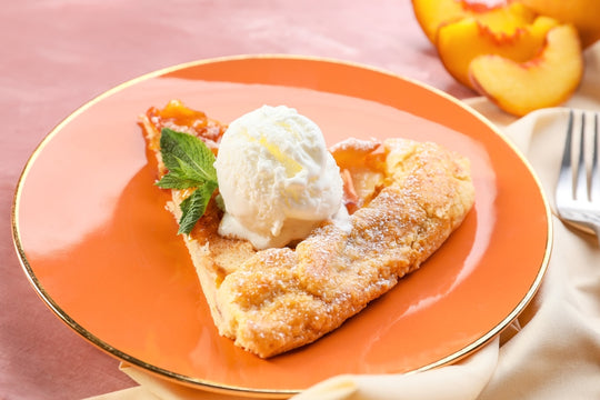 Plate,With,Piece,Of,Tasty,Peach,Galette,And,Ice,Cream