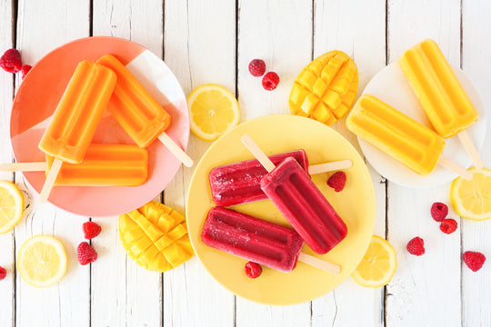 Summer,Table,Scene,With,Colorful,Fruit,Popsicles.,Above,View,On