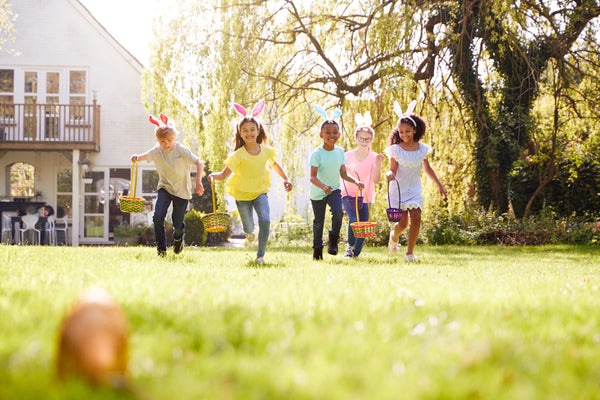 Group,Of,Children,Wearing,Bunny,Ears,Running,To,Pick,Up