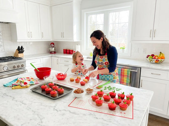 Parent and kids baking together for back to school stem activities