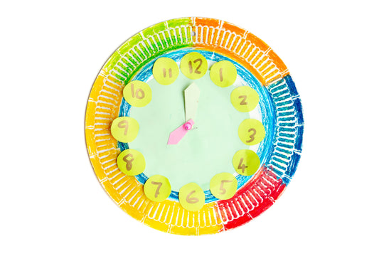 Colorful,Child,Handwork,Clock,Pointing,At,8,O'clock,,Isolated,On