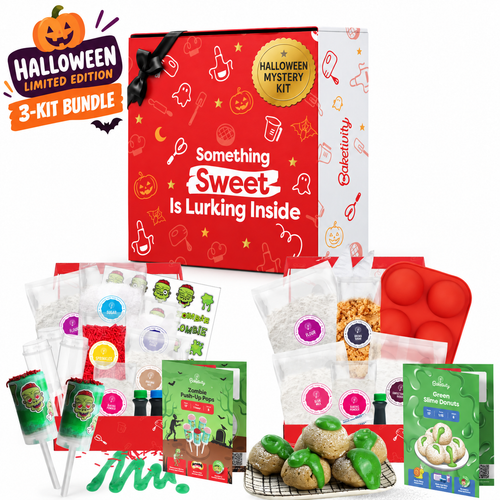 Spooky Halloween Baking Bundle - Mystery Kit, Zombie Push-Up Pops & Green Slime Donuts