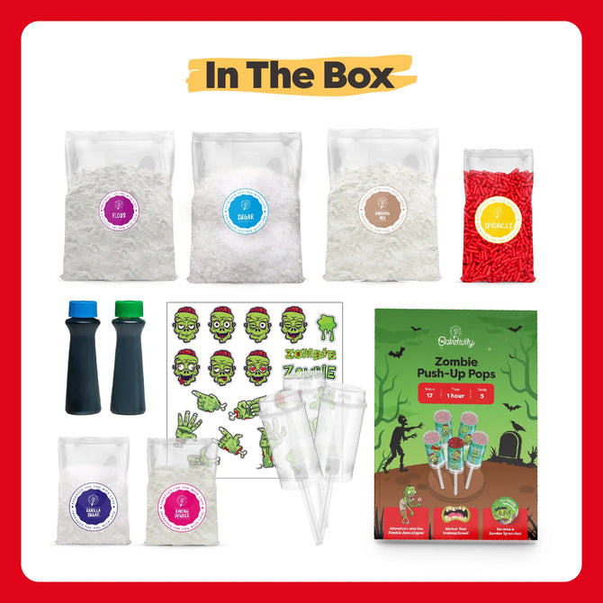 Spooky Halloween Baking Bundle - Mystery Kit, Zombie Push-Up Pops & Green Slime Donuts