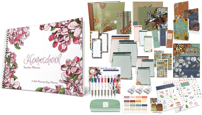 ULTIMATE BUNDLE - Well Planned Day: Homeschool Planner - Apple Blossom Landscape (5-6 Students)